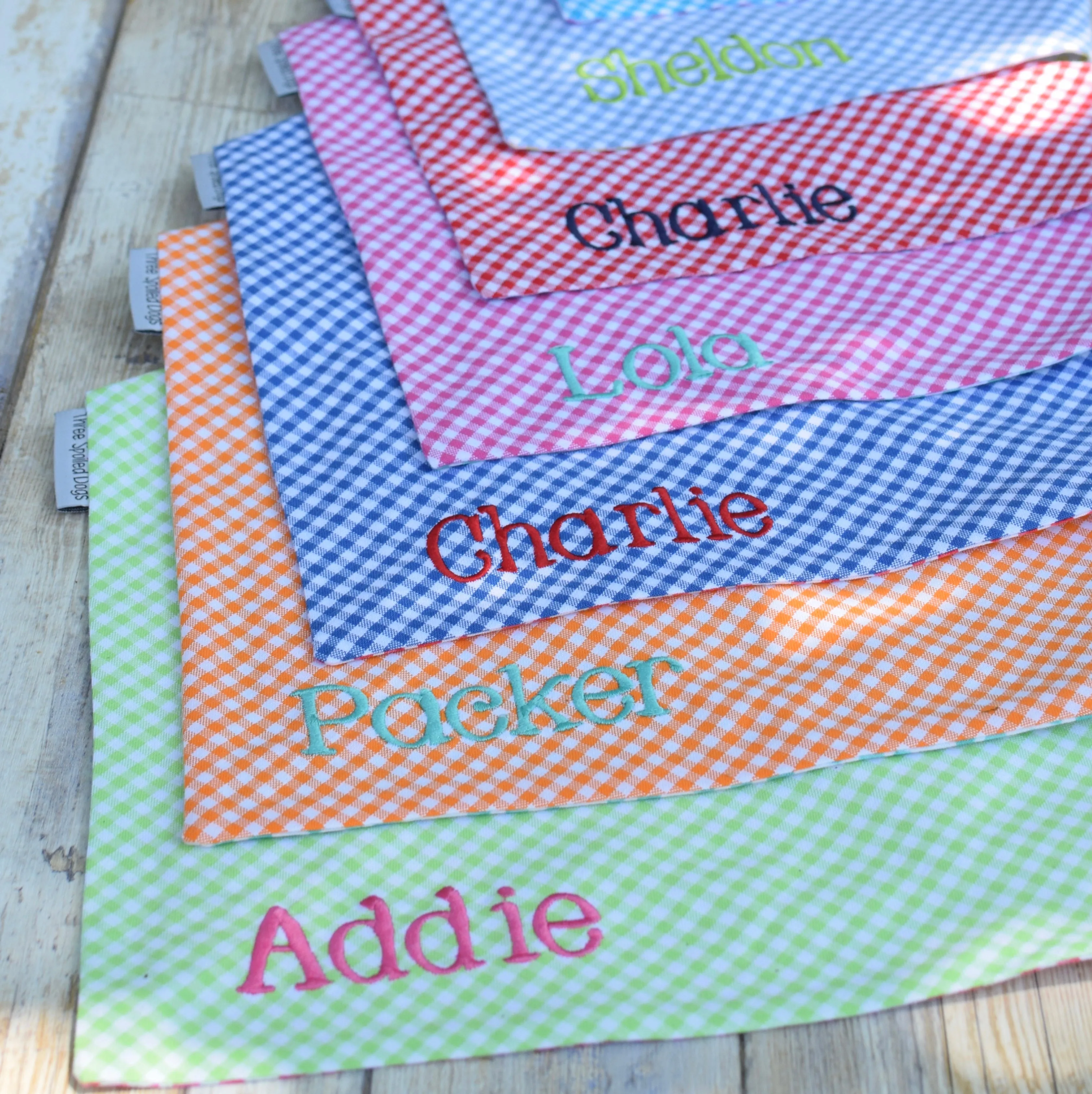 Gingham Custom Dog Bandanas with Personalization