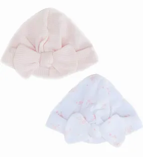 Girls 2 Pack Turban Baby Hats (0-3M)