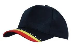 Headwear Breathable Poly Twill With Multi Colored Printed Peak (4219)- Clearance