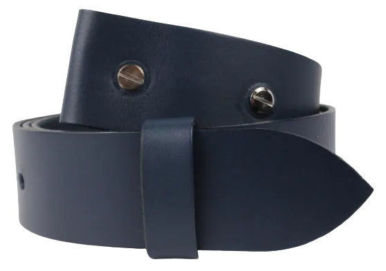 Interchangeable 1 Inch (25mm) Leather Belt Strap in Blue Chicago Screws