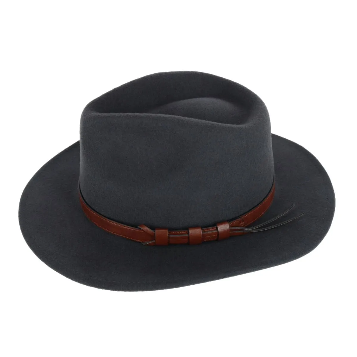 Kenny K Men's Australian Wool Fedora with Leather Hatband