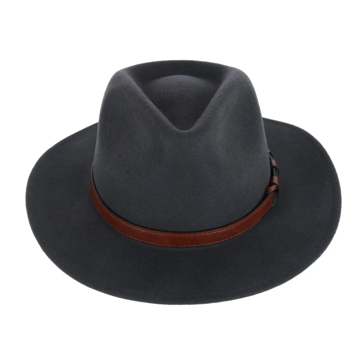 Kenny K Men's Australian Wool Fedora with Leather Hatband