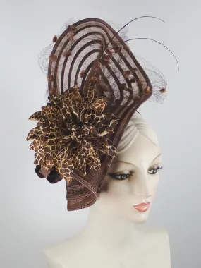 Kentucky Derby Brown Veil Fascinator Hat