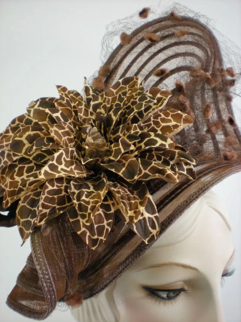 Kentucky Derby Brown Veil Fascinator Hat