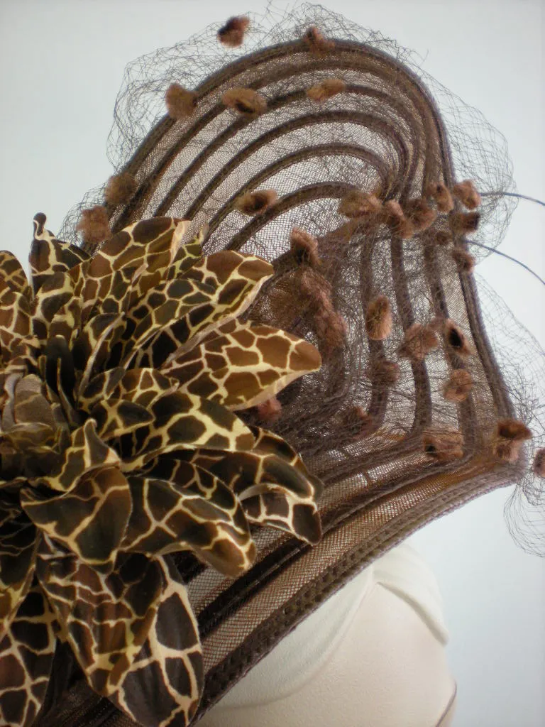 Kentucky Derby Brown Veil Fascinator Hat