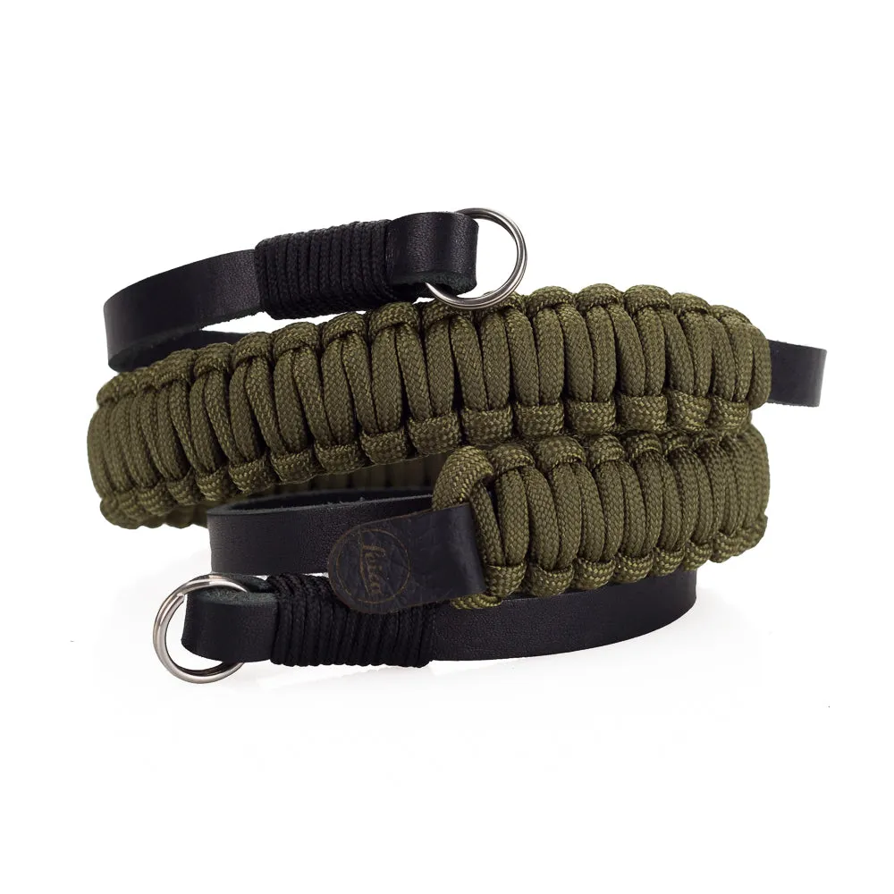 Leica Paracord Strap by Cooph, Black/Olive, 126cm, Key-Ring Style