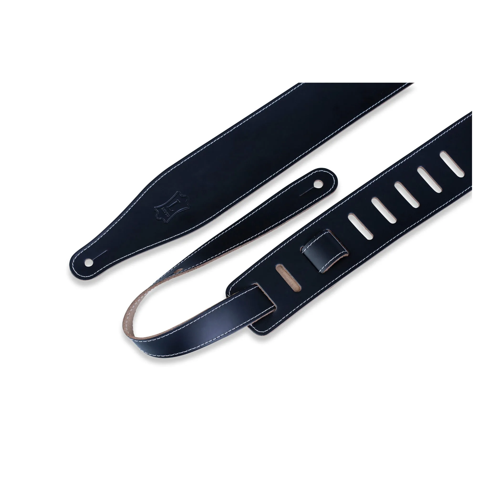 Levy's 2.5" Leather Strap with Cable Stitch in Black