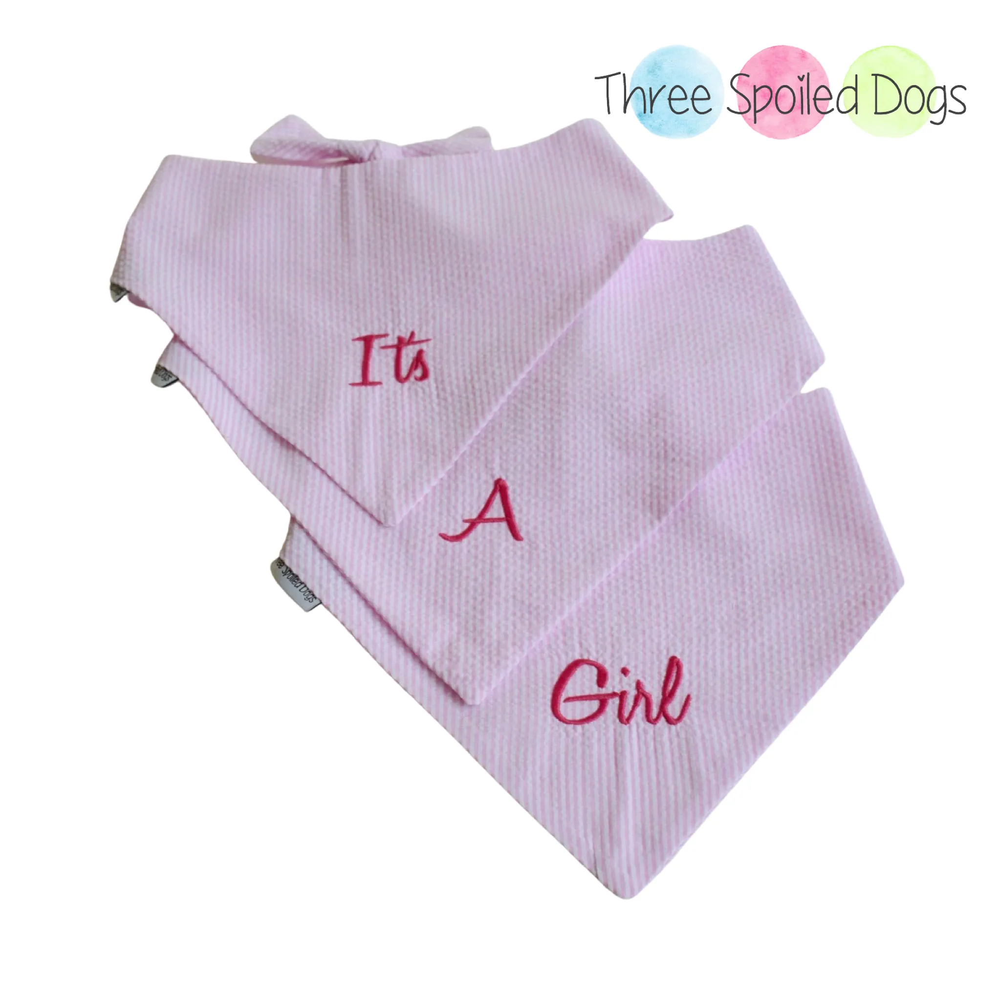 Little Sister Custom Dog Bandanas in Seersucker
