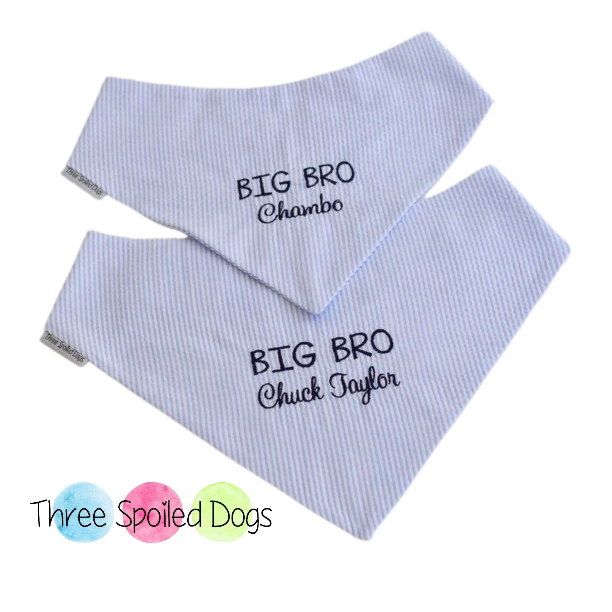 Little Sister Custom Dog Bandanas in Seersucker