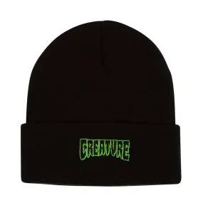 Logo Outline Beanie Long Shoreman Mens Creature Hat Black