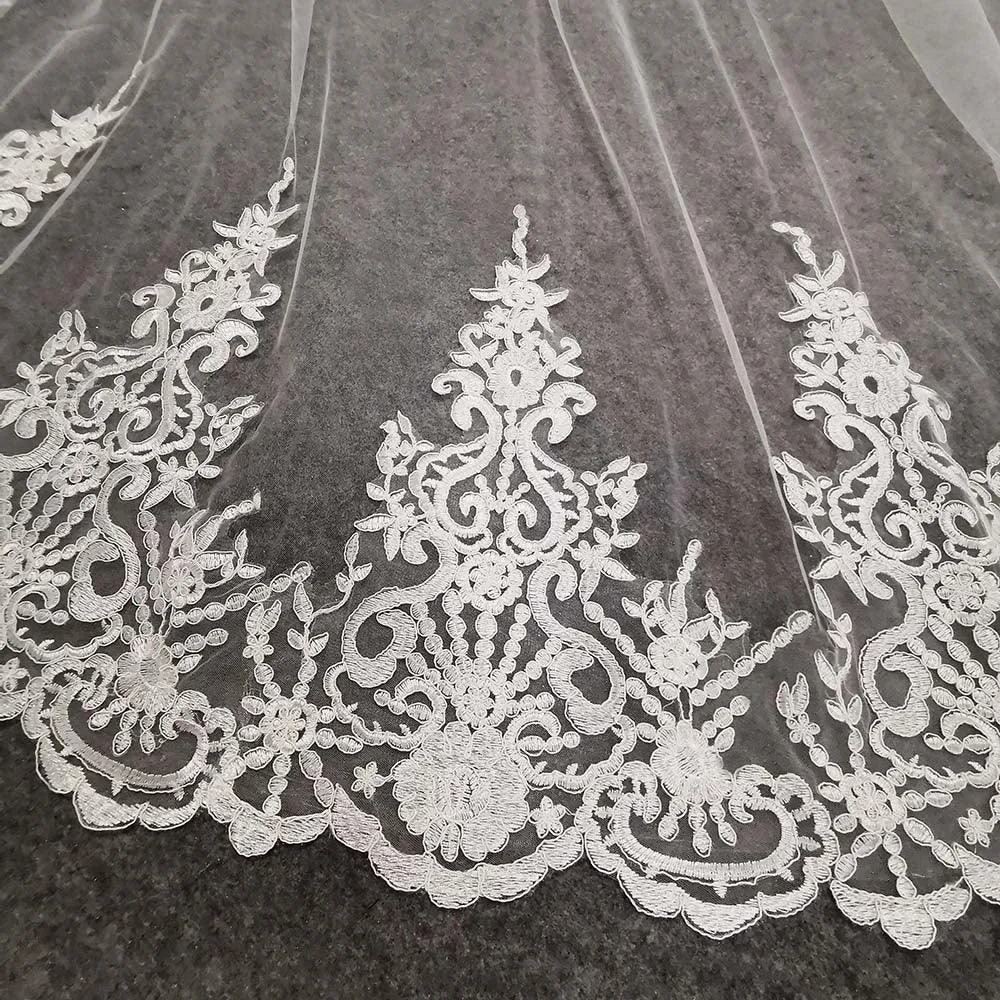 Long Lace Bridal Veil With Comb