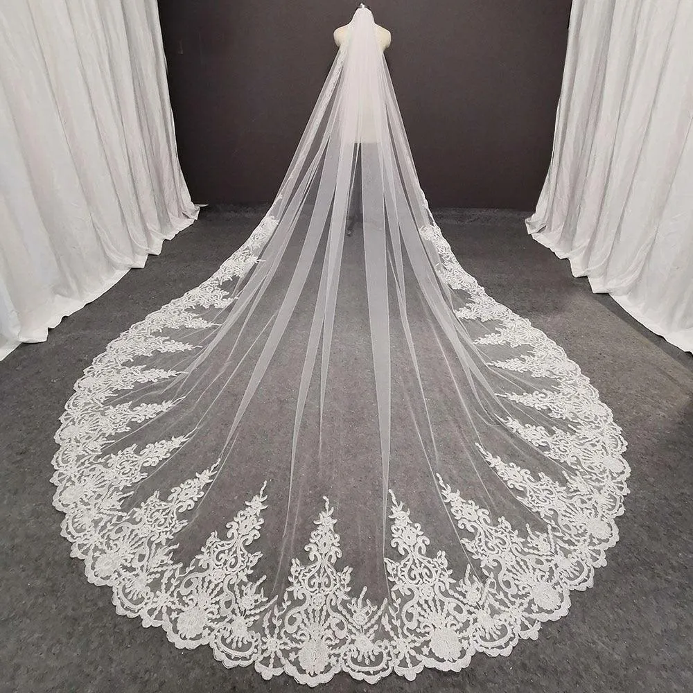Long Lace Bridal Veil With Comb