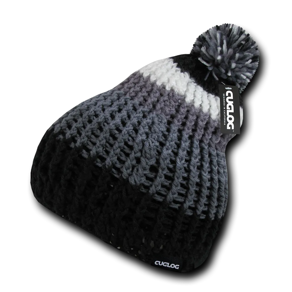 Matterhorn Pom Beanie, Extra Thick Knit Cap - Cuglog K024