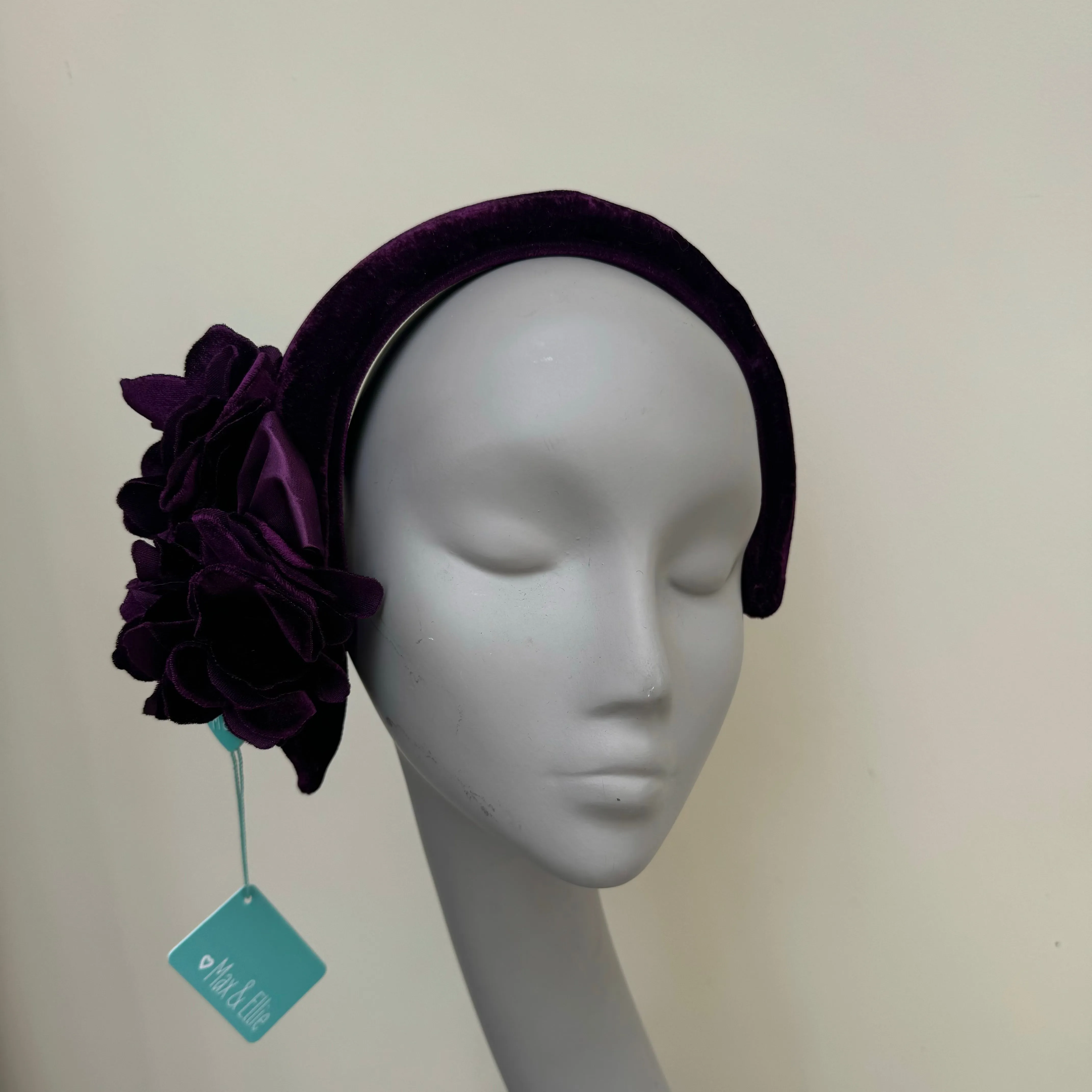 Max and Ellie ZF5 Grape Dark Plum Headband Fascinator