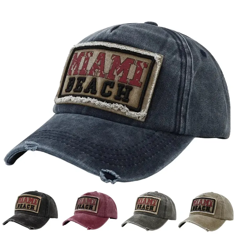 Miami Beach Washed Cotton Baseball Cap