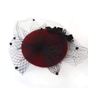 Nadia - Stunning Wine Red & Black Fascinator