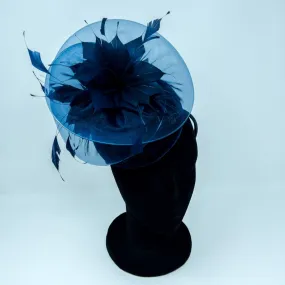 Navy Organza & Velvet Hairband Fascinator