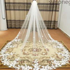 One Layer Cathedral Wedding Veil with Comb