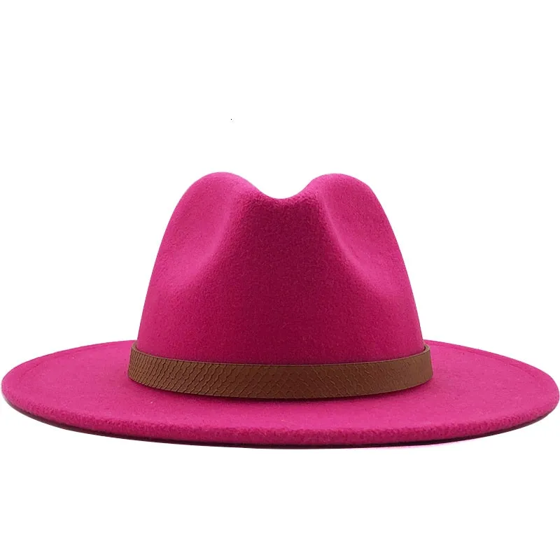 Online Exclusive! Women Wide Brim Wool Felt Jazz Fedora Hats Panama Style Ladies Trilby Gambler Hat Fashion Party Cowboy Sunshade Cap