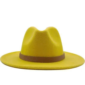 Online Exclusive! Women Wide Brim Wool Felt Jazz Fedora Hats Panama Style Ladies Trilby Gambler Hat Fashion Party Cowboy Sunshade Cap