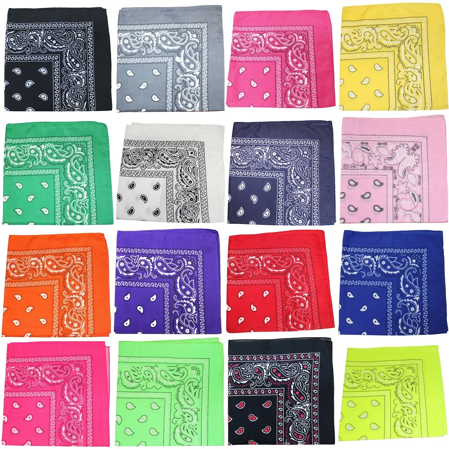 Pack of 18 XL Oversized Paisley Bandanas 27 Inches Polyester