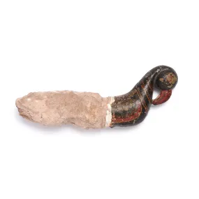 Painted Indian Stone Parrot Turban Hanger From Bikaner - 18th Century
