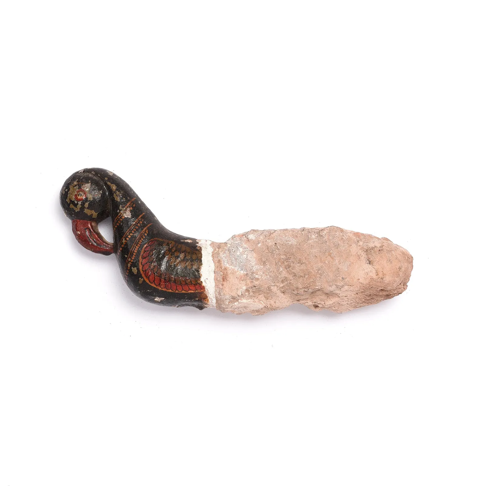 Painted Indian Stone Parrot Turban Hanger From Bikaner - 18th Century