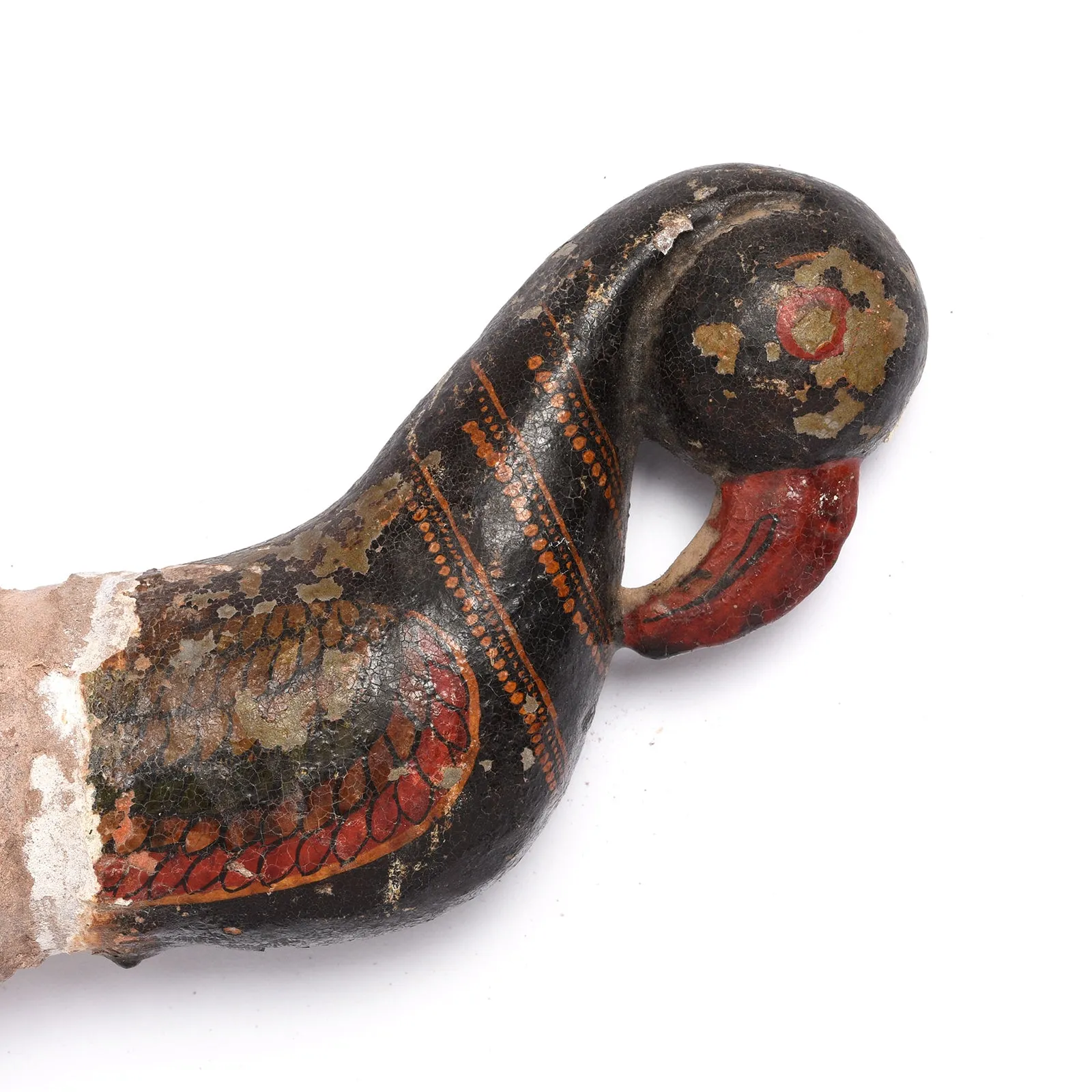 Painted Indian Stone Parrot Turban Hanger From Bikaner - 18th Century