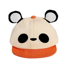 PANDA FACE DESIGN COTTON CAP - ORANGE