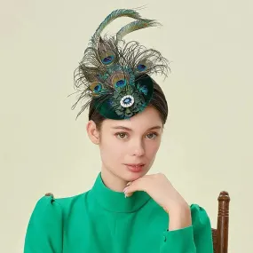 Peacock Feather Velvet Fascinators