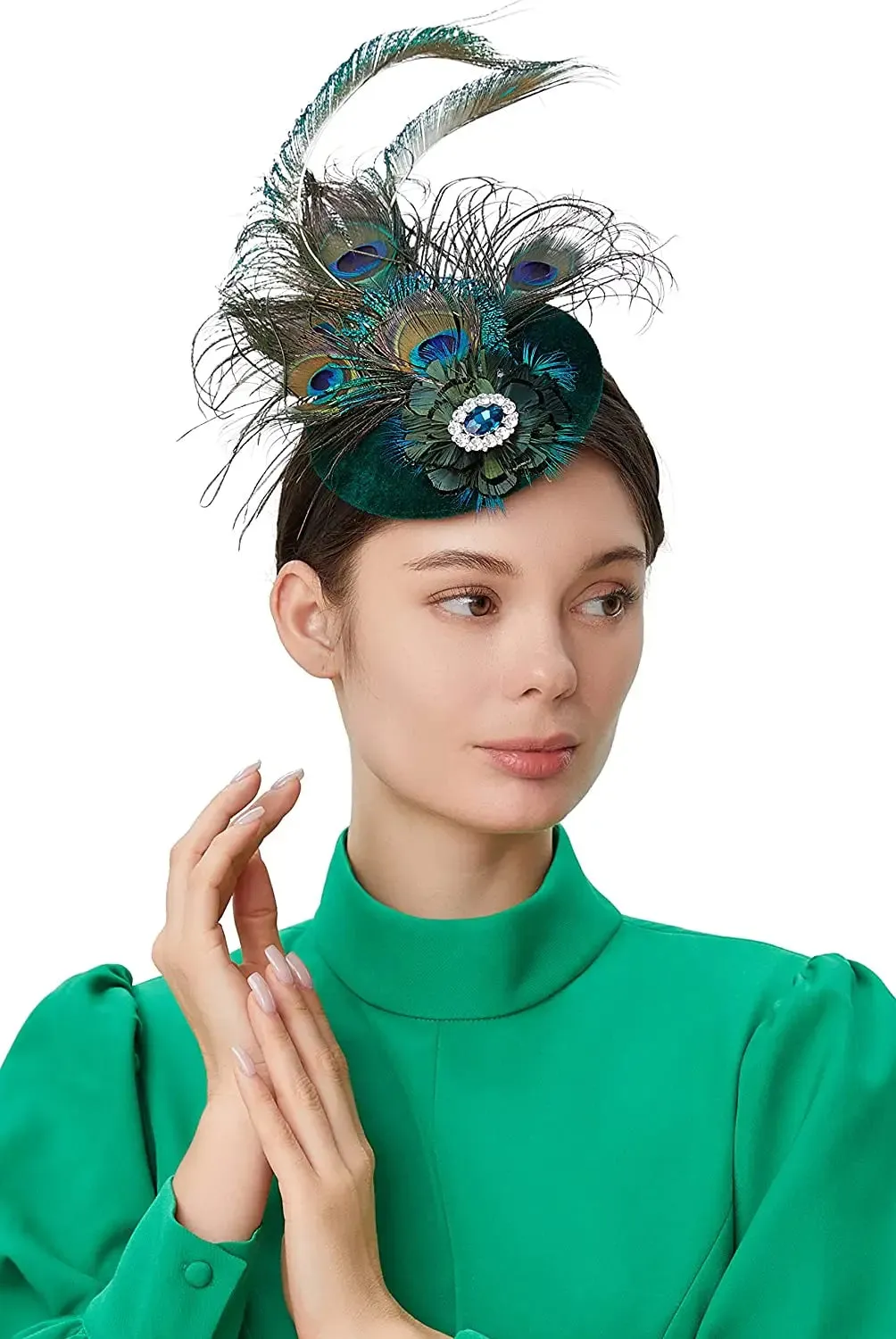 Peacock Feather Velvet Fascinators