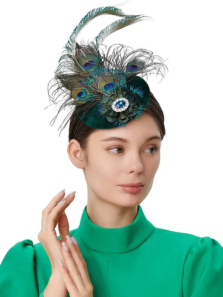 Peacock Feather Velvet Fascinators