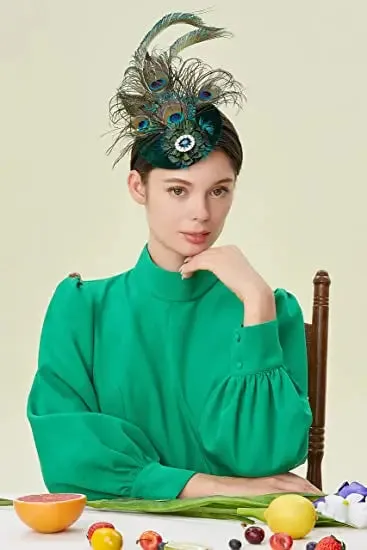 Peacock Feather Velvet Fascinators
