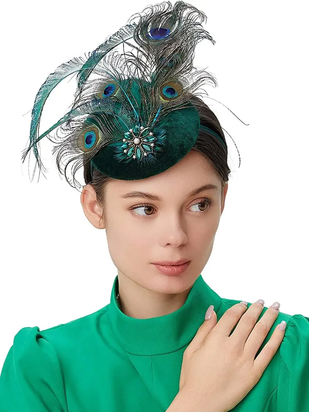 Peacock Feather Velvet Fascinators