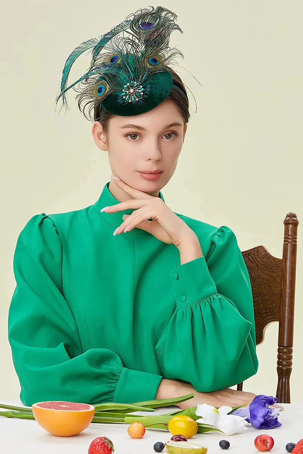 Peacock Feather Velvet Fascinators
