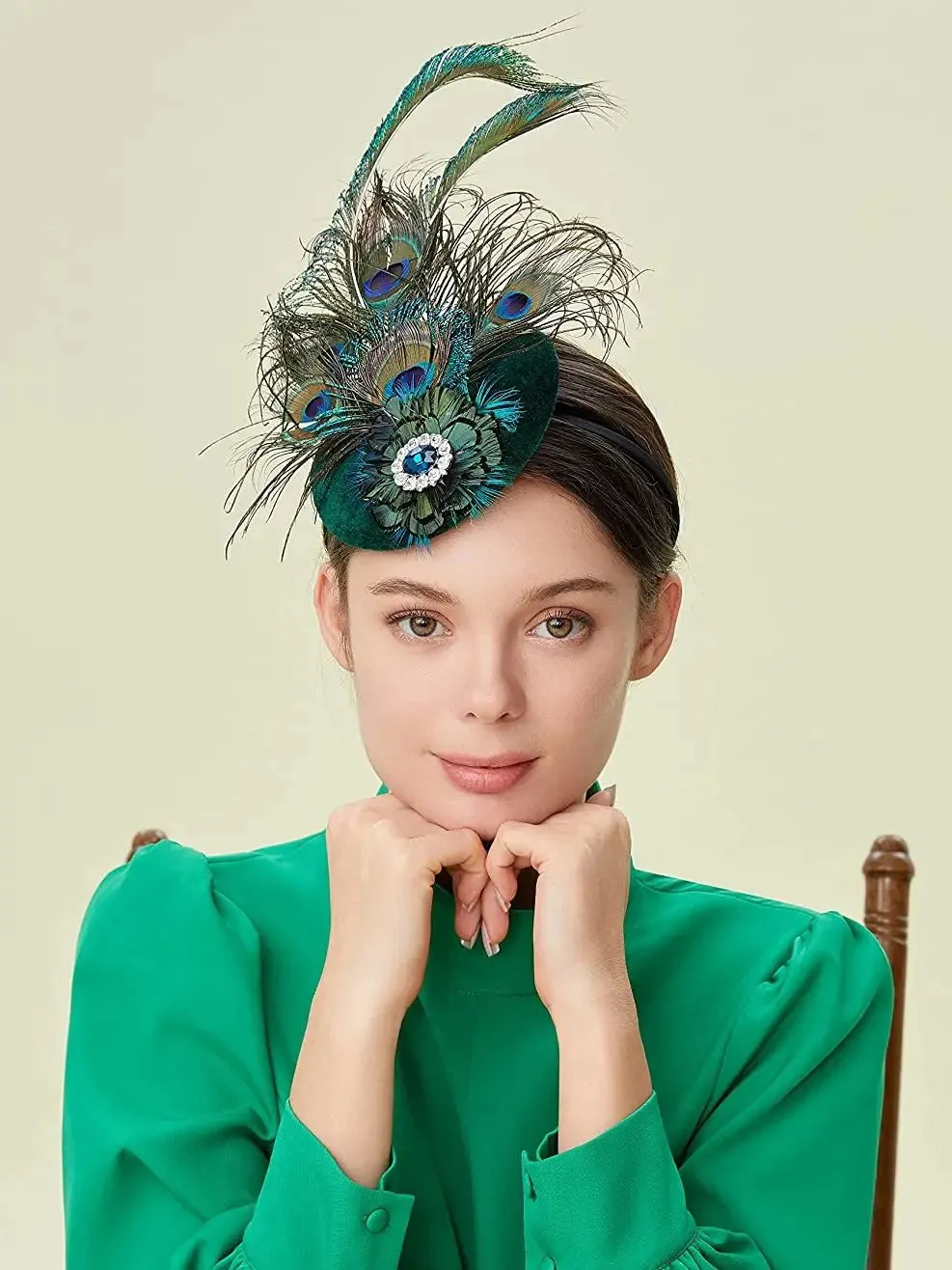 Peacock Feather Velvet Fascinators