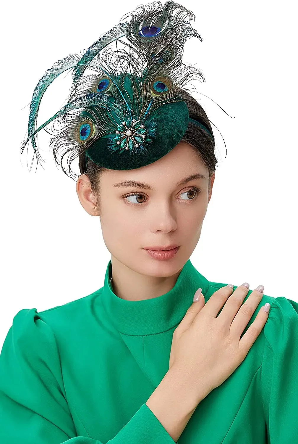 Peacock Feather Velvet Fascinators
