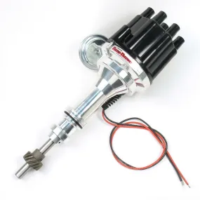 PerTronix Flame-Thrower Plug N Play Billet Distributor - Magnetic Pickup - Vacuum Advance - Socket Style - Black - Small Block Ford D7131700