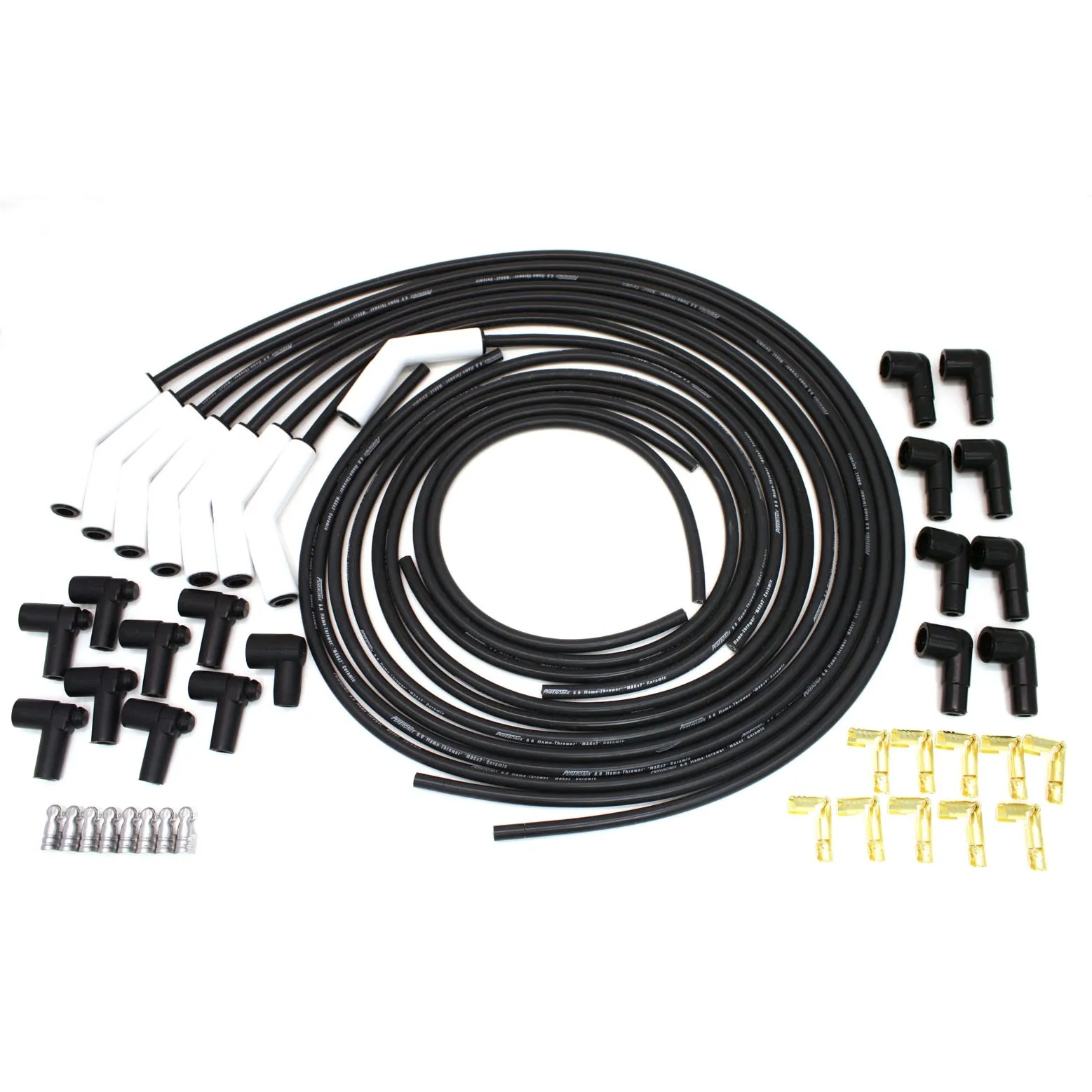PerTronix Flame-Thrower Spark Plug Wire Set - Spiral Core - 8 mm - Black - 45 Degree Ceramic Boot - HEI/Socket Style - Universal 8-Cylinder