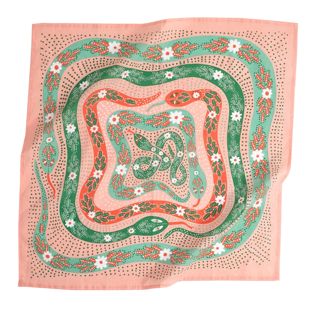 Pink and Green Snakes Pink Bandana