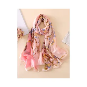 Pink Embroidered Split-Joint Shawl Scarf