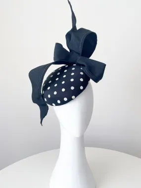 Polka Dot Cocktail Button Hat with Bow