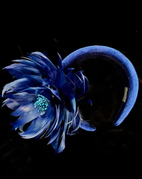 Race day crown and fascinators-  Navy padded headband with feather flower - Luka at Kezani