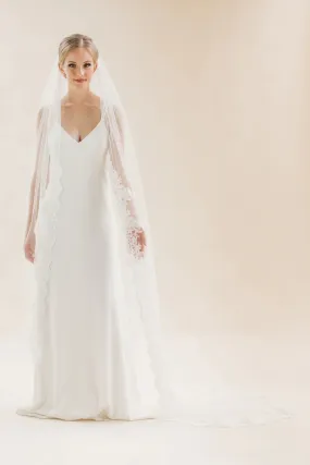 Rainbow Club Single Tier Lace Edge Chapel Wedding Veil Coralbells