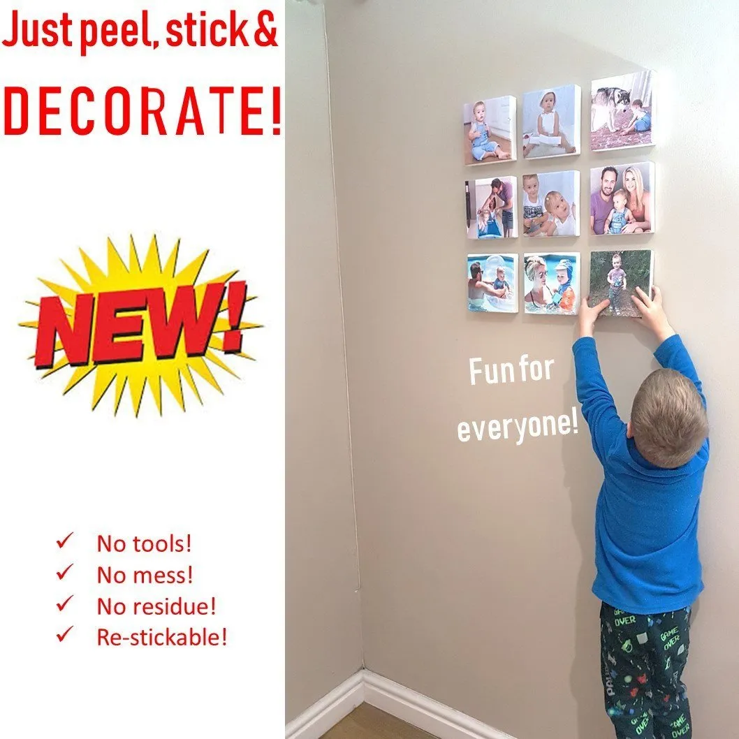 Re-stickable Square Memory Blocks - 6 pack  (200x200mm) - no tools required to hang!