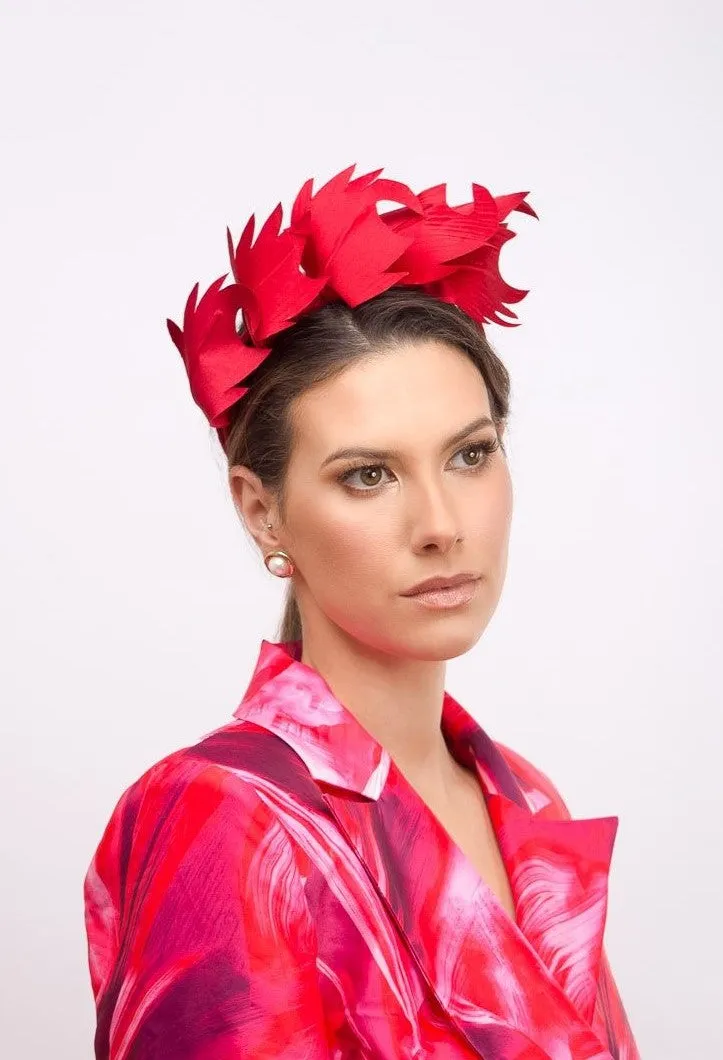 Red Silk Leaf Headband