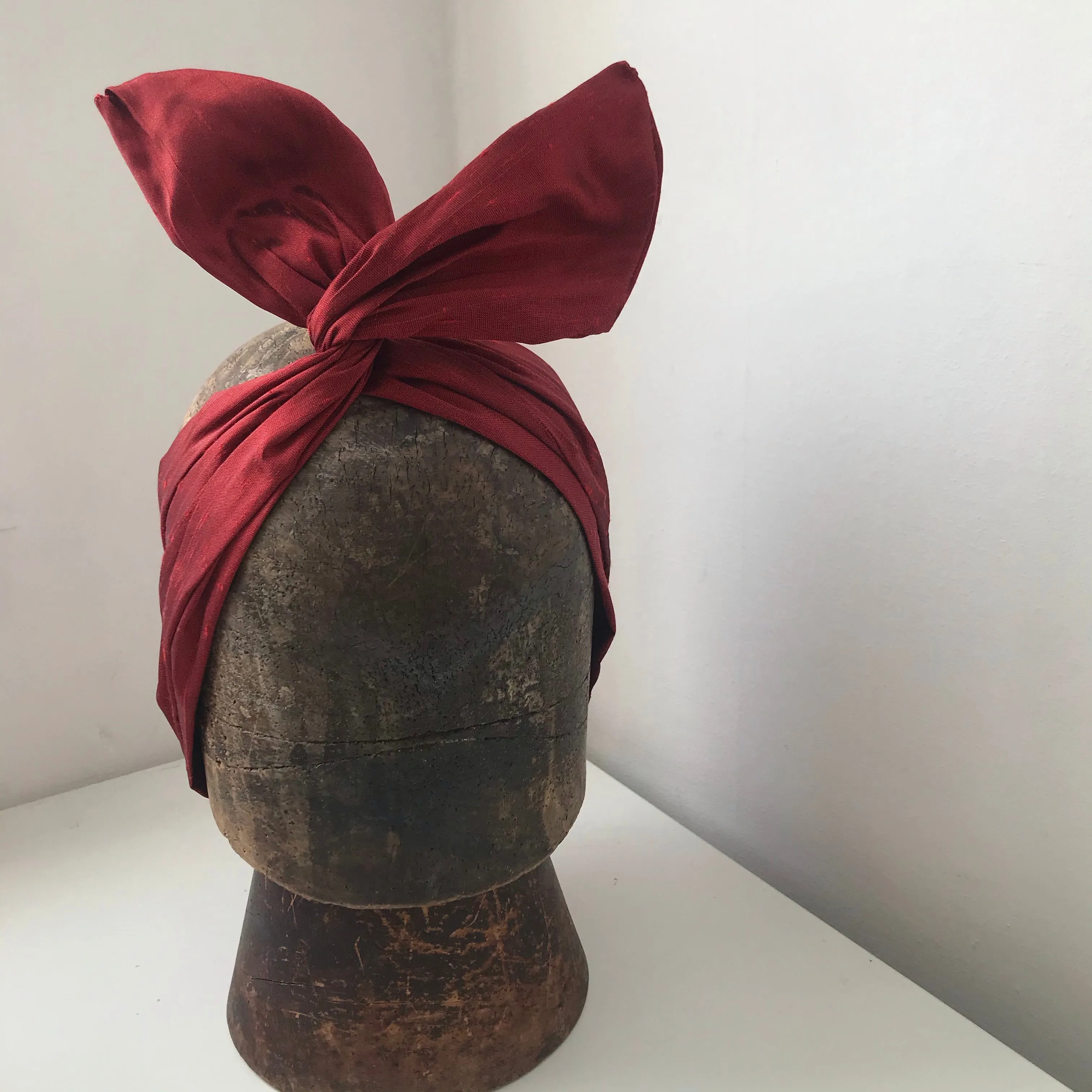 Red silk wired hairband