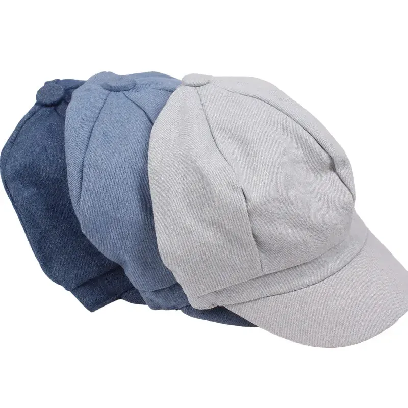 Renan Vintage Denim Newsboy Cap