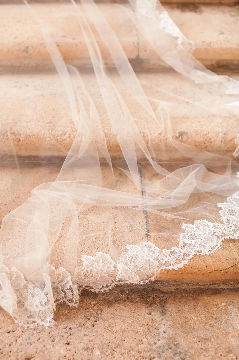 Roseline French Lace Cathedral Length Veil in Ivory or Off-white