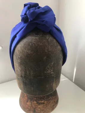 Royal blue silk wired hairband